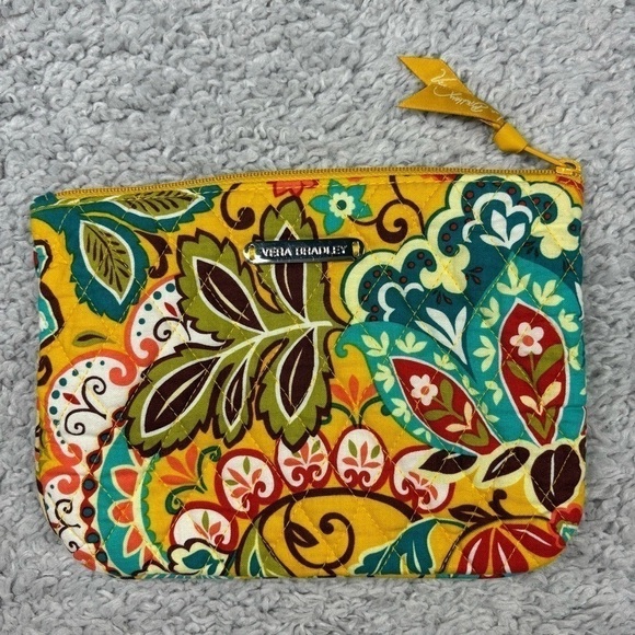 Vera Bradley Bag Womens Bright Yellow Cosmetics Organizer Purse Travel Work Trip - Picture 1 of 4
